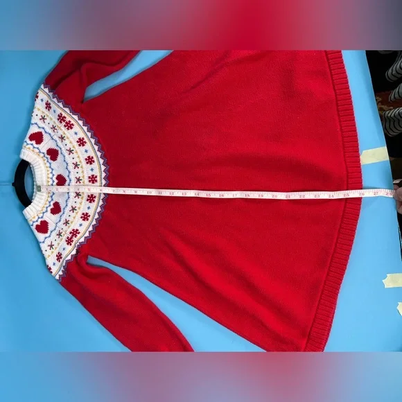 Hanna Andersson Girl Fairisle Sweater Dress 8 holiday hearts - Picture 5 of 6